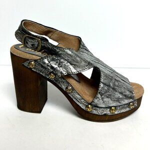 Californians Womens Jean Slingback Block Heel Sandals, Size 6 M